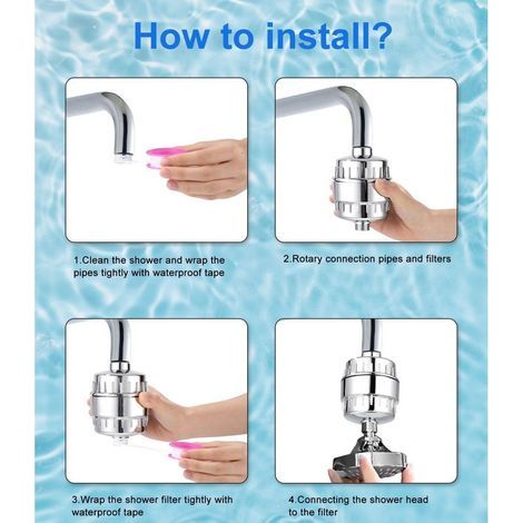 25 Étapes Filtre de Douche,Filtre Douche Anti Calcaire avec vitamine C,Adoucisseur d'eau Douche,Filtre Pommeau Douche avec 2 Cartouches 1 Teflon ruban adhésif,Shower Filter pour éliminer chlore,métaux (1/2)