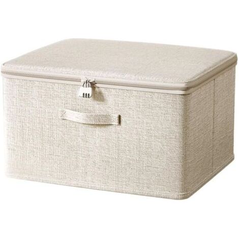 Boîte verrouillable, boîte de rangement en tissu avec couvercle, pour vêtements et jouets (40 x 30 x 21 cm)