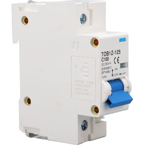 100-A-DC-250-V-Mini-Leistungsschalter, 1-poliger 10-kA-Leistungsschalter mit Kurzschluss- und Überlastschutz, geeignet für Photovoltaikanlagen, 35-mm-DIN-Schienenmontage