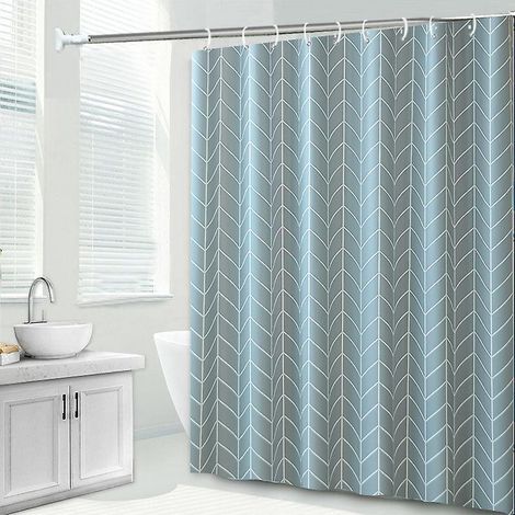 rideau De Douche Motifs Chevrons - Gris Bleu (1/5)