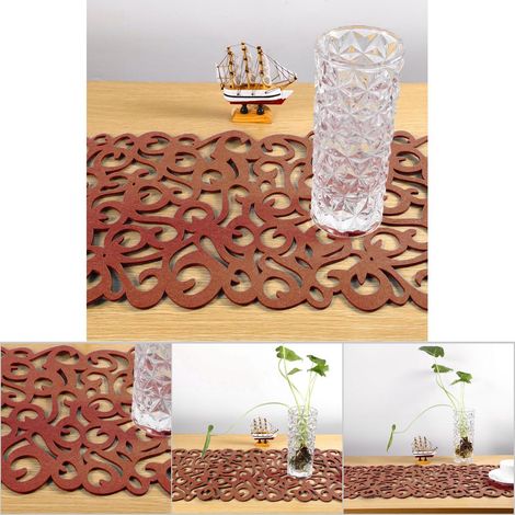Rechteckige Filztischdecke, Tischläufer, Platzsets, Innendekoration (hellbraun) (1/5)