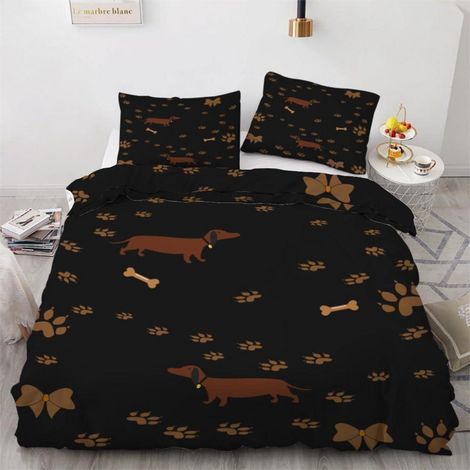 Bettwäsche-Set Dackel 135x200 cm 2-teilig Mikrofaser mit Reißverschluss
