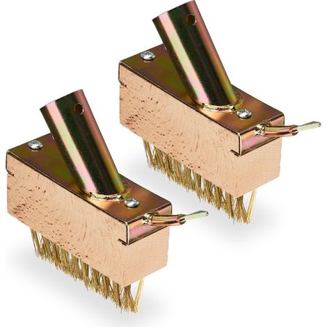 Lot de 2 brosses à joints avec brosses en acier et support pour manche (1/2)