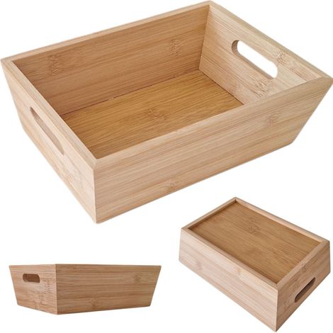VASSOIO IN BAMBÙ SCATOLA RETTANGOLARE SCATOLA ORGANIZZATRICE IN LEGNO 23x16x7,5 cm (1/5)