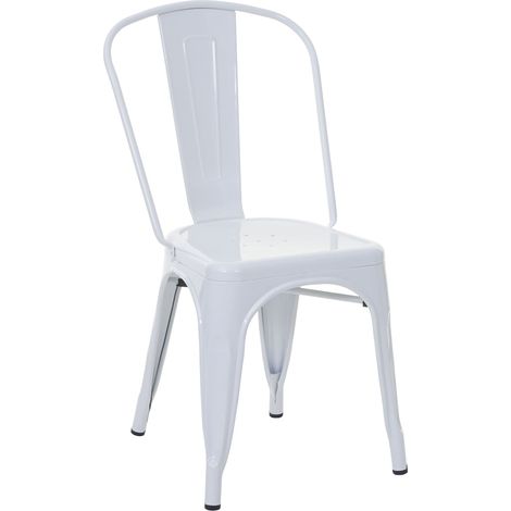 Chaise de bistro en métal HWC-A73, désign industriel métallique, empilable - blanc (1/5)