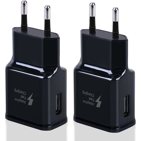 Chargeur mural rapide USB 2 pièces pour Samsung S22 S21 S20 S10 S10e S6 S7 S8 S9 / Edge/Plus/Active, A71 A53 5G/Note 5 8, Note 9, Note10 20 et autres (1/5)