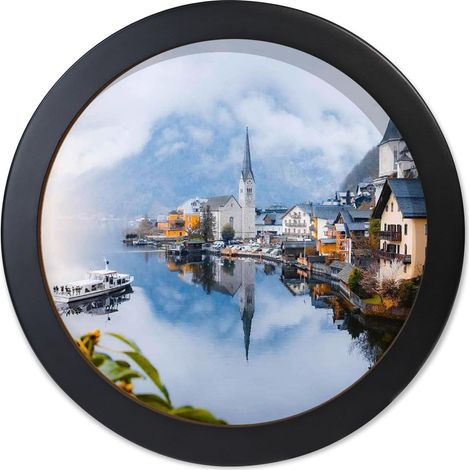 Cadre Photo Rond, Petit Cadre Photo, Cadre Tableau pour Mur et Table, Cadre Décoratif Mural Créatif pour Œuvres Photo, Peinture d'Art et Photos (Rond, Noir, Diam. int.21 cm) (1/5)