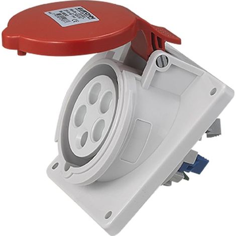 Socle de prise industrielle à encastrer à 20° IP44 - 3P+N+T - 16A - 400V AC - Eur'Ohm