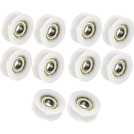 Roulement à bille 6x24x9mm Blanc U Shape Groove Guide Poulie Roulement À Billes Pour Meubles Poulie Pack De (1/5)