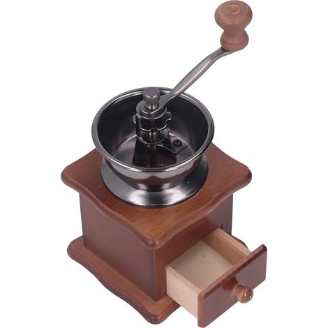 Moulin à Café Manuel - 1 Unité - Hêtre et Acier Inox - Mouture Réglable Fine à Grossière - Pour Maison et Bureau - Design Rétro (1/5)