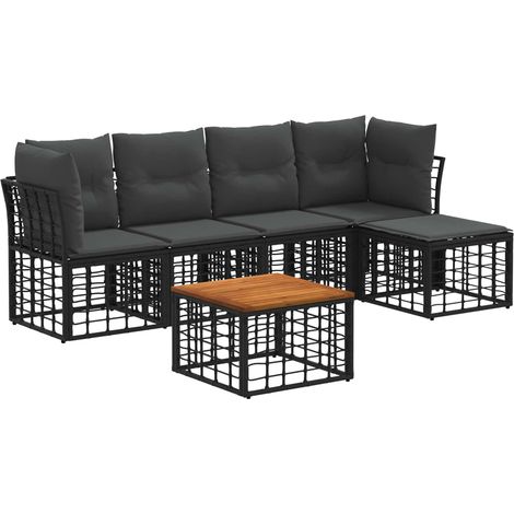 Conjunto de sofás de exterior 6 pcs Negro y Gris oscuro vidaXL (1/5)