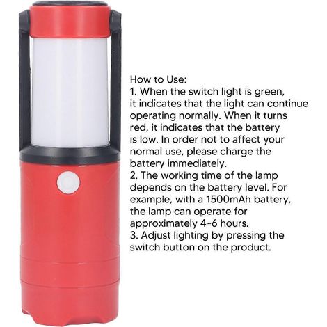 Campinglaterne, tragbare LED-Taschenlampe, IPX4 wasserdicht, 3 Leuchtmodi für Outdoor-Aktivitäten (1/4)