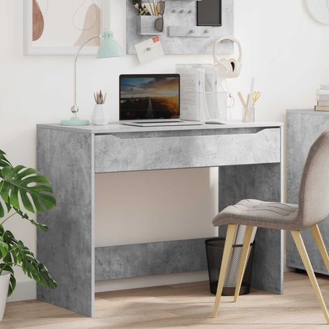 Bureau avec tiroir en bois d’ingénierie gris béton 100 x 50 x 78 cm - PANGIVO (1/5)