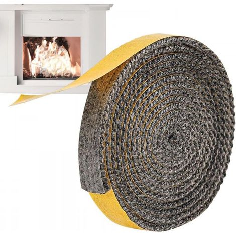 Ruban d'étanchéité pour poêle à bois, rouleau gris 3 mm x 20 mm x 3 m, joint en fibre de verre, joint de porte de poêle à bois, rondelles adhésives. (1/5)