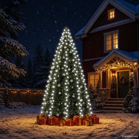 328889 Christmas Tree Net Lights with 300 LEDs Cold White 300 cm vidaXL
