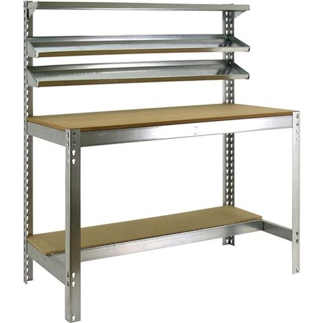 SimonRack Banco da Lavoro con 3 Ripiani Superiori – Portata 400 kg – 1445x910x610 mm – Postazione Officina Fai da Te – Zincato/Legno – Bt-1 (1/3)