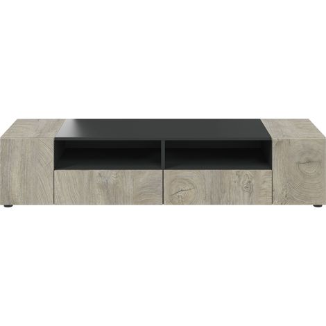 Mueble para TV 138x42x36 cm roble y gris antracita con 4 puertas y 2 estantes – Nápoles