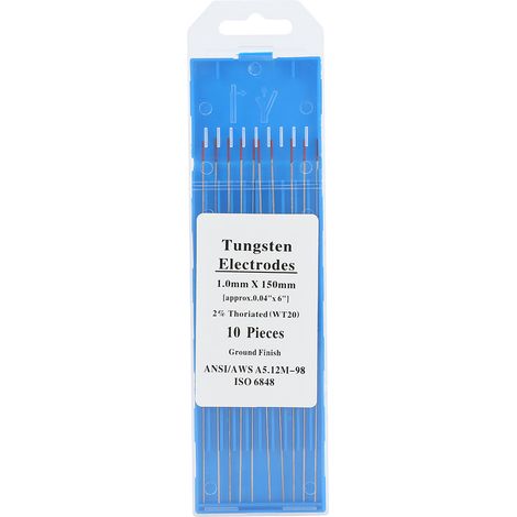 Électrode Tungstène WT20 2% Thorium TIG 1,0mm x 150mm, Baguette Professionnelle pour Soudure TIG, Tige de Soudage Inerte, Lot de 1, Compatible Machine à Souder (1/5)