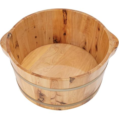 Bain de pieds en bois de cyprès, 36.5 x 18 cm, tonneau de sauna avec pelle en bois, bac en bois durable, pour le linge, les bains de mains, les bains de pieds et les massages des pieds