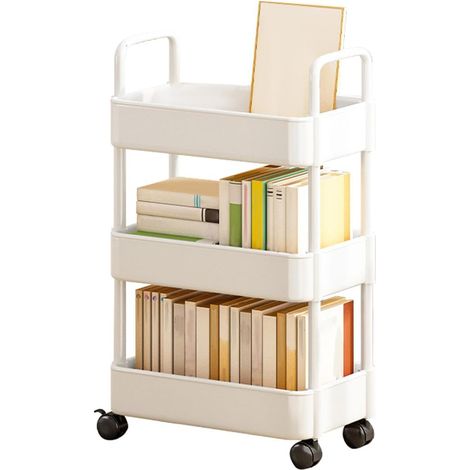 Chariots roulants avec Roues,Chariot Roulant Petit Chariot Roulant Chariot Utilitaire à 3/4 Niveaux avec poignée, Organisateur de Rangement Mobile Multifonctionnel avec Roues (1/5)