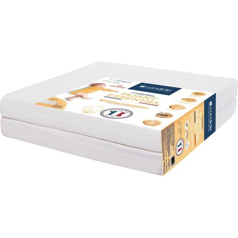 Faltmatratze Baby 2 Teile CANDIDE 60x120x7cm Essentiel Hergestellt in Frankreich - 5 Jahre Garantie