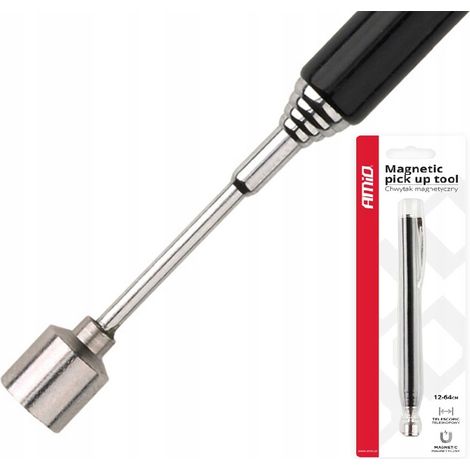 Pinza telescópica magnética, larga, 64 cm, con imán para tornillos y tuercas. (1/5)