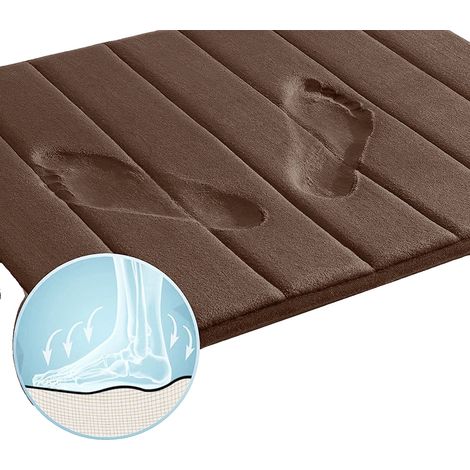 Tappetino da bagno antiscivolo, ad asciugatura rapida, 50 cm x 80 cm, marrone (1/2)
