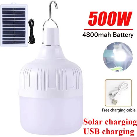 (Version améliorée E) Lampes solaires portables à LED 80-500 W, éclairage LED à économie d'énergie compatible avec le camping, les tentes, la pêche de nuit et les éclairages de secours (1/5)