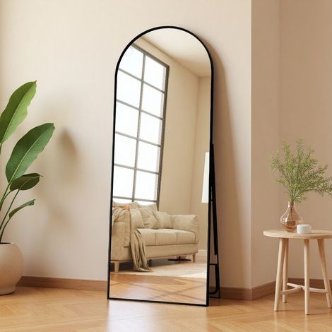 Stehspiegel - 164x54 cm - Metallrahmen - Schwarz - Für Wohnzimmer, Flur, Schlafzimmer