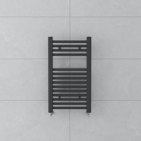 WarmeHaus Straight Grey Heated Towel Rail Radiator 700x400mm