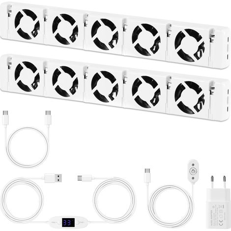 TolleTour Booster para radiador con 5 ventiladores y termostato 0–60 °C, juego de 2 para radiadores de 100 a 200 cm, blanco (1/5)