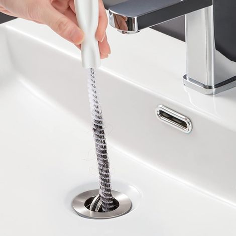 TrAdE Shop Traesio - Spazzola Per Scarico Lavandino Strumento Pulizia Flessibile Tubi Bagno Cucina 45cm - (1/5)