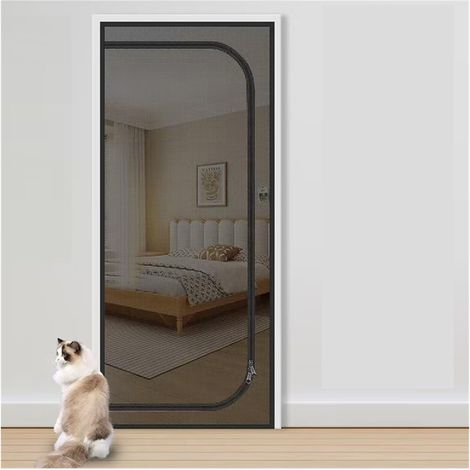 Zanzariera magnetica con cerniera a U, rete lavabile, zanzariera (grande a U a sinistra - nera, 90 cm di larghezza x 210 cm di altezza) (1/5)