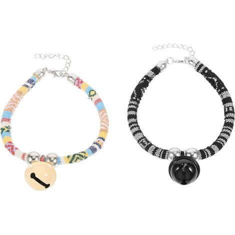 Collar étnico para gato con cascabel, ajustable, 2 piezas, collares para perros, accesorios para mascotas (1/5)