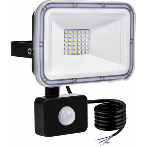 Projecteur LED extérieur IP67 étanche - Lumière de sécurité avec détecteur de mouvement PIR  6000-6500K Spots Applique Murale pour Cour, Jardin, Patio, Pelouse, Cour