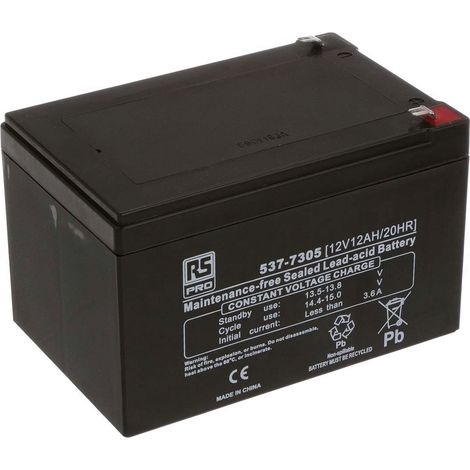 Batterie au plomb étanche RS PRO 12V 12Ah cyclique ( Prix pour 1 )