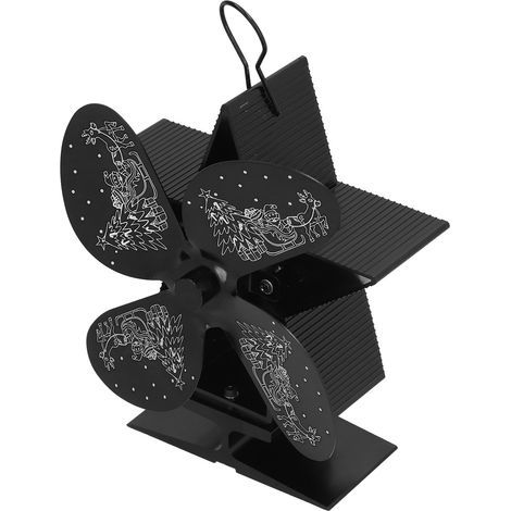 4-flügeliger Kaminventilator mit Eigenantrieb, hohe Temperaturbeständigkeit, schwarzes Weihnachtsmann-Modell (1/5)