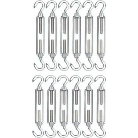 UlisemM5 Edelstahl-Kabelspanner, 12er-Packung mit verstellbaren Haken und Kabelziehern