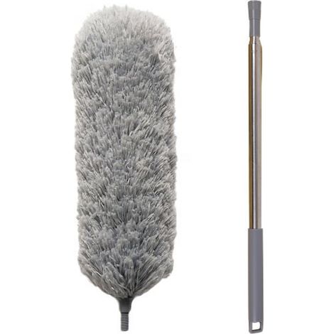 Plumeau Poussière,Plumeau Télescopique,Plumeau Microfibre avec Poignée en Acier Inoxydable,Plumeau Lavable Parfait pour Éliminer la Poussière chez Vous ou dans Votre Voiture2.5m Gris (1/4)