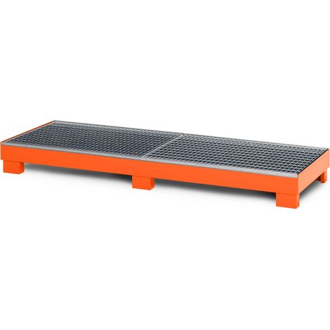 RR Industrietechnik Auffangwanne aus Stahl für 4x 200 Liter Fass mit Gitterrost BxTxH 2400x800x240 mm RAL 2004 reinorange