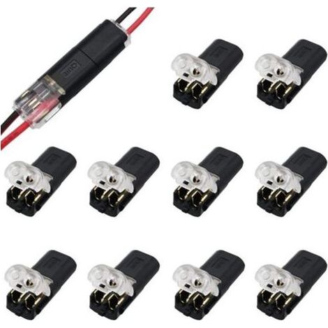 Connecteurs à Fil Basse Tension, 10 pièces 2 Broches Connecteur de Fil Electriques, Pour Câble 18 - 22 AWG (1/3)