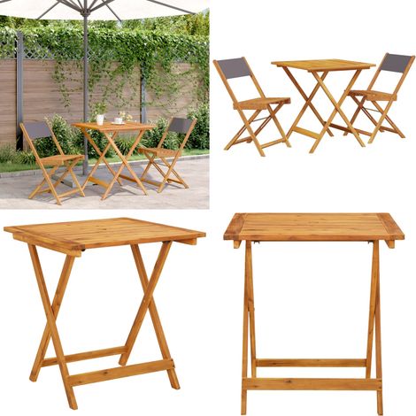 3-tlg. Bistro-Set Anthrazit Stoff und Massivholz - Gartentisch - Esszimmergarnitur - Holztisch - Outdoor Möbel - Gartenstühle - Home & Living (1/5)