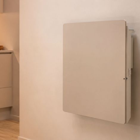 Radiateur électrique à inertie connecté Valderoma Lithea Kherr Connect 700 W carré 51x51 cm Blanc Quartz