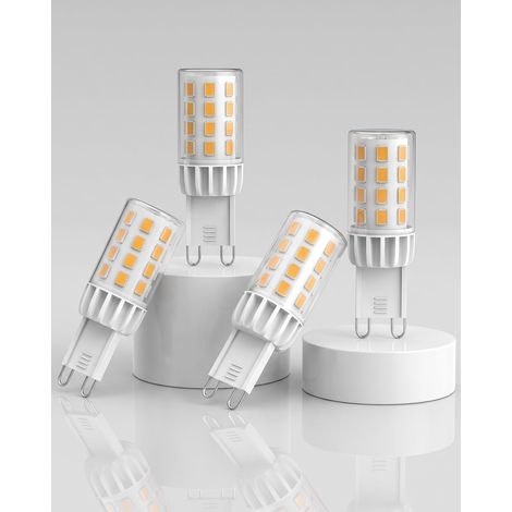 Lot de 4 ampoules LED G9, 4W, 608 lumens, blanc chaud 2700K, angle 360°, sans scintillement, CRI ≥80, Ø18 x 50 mm (1/5)