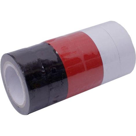 Lote 6 cintas aislantes 10mx19mm (2 blancas,2 negras, 2 rojas)