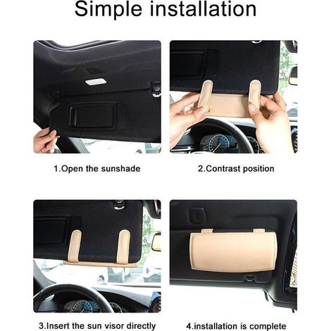 Étui À Lunettes De Soleil Pour Voiture, Boîte De Rangement Multifonction Pour Lunettes De Pare-Soleil De Voiture, Support De Lunettes Porte-Lunettes De Pare-Soleil De Voiture (Beige) (1/5)