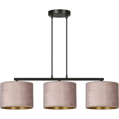 Lampada a Sospensione Hilde, Acciaio verniciato a polvere, Tessuto, Nero, Rosa, 72x100x18 cm
