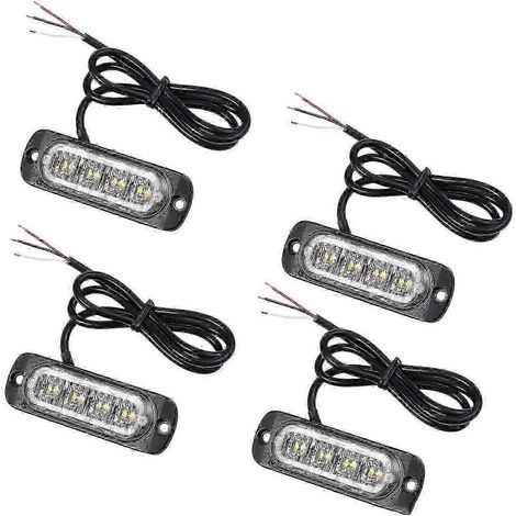 Lot de 4 feux stroboscopiques de dépannage à 4 LED ambre 12V/24V, clignotant orange pour calandre (1/5)