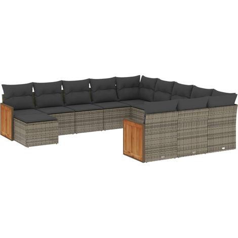 Maison Exclusive - Set Divani da Giardino 12 pz con Cuscini Grigio in Polyrattan (1/5)