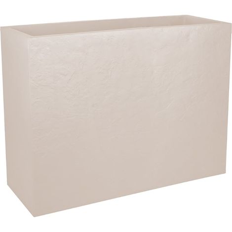 EDA – Jardinière muret LOFT XL VOLCANIA double paroi décor pierre 99,5 x 29,5 x 78,5 cm – 63 L – Beige calcaire – Résistant aux UV et au gel